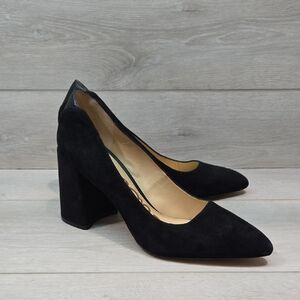 Sam Edelman Women Kassidy Black Block Heel Pumps Pointed Toe Suede Shoes 10M